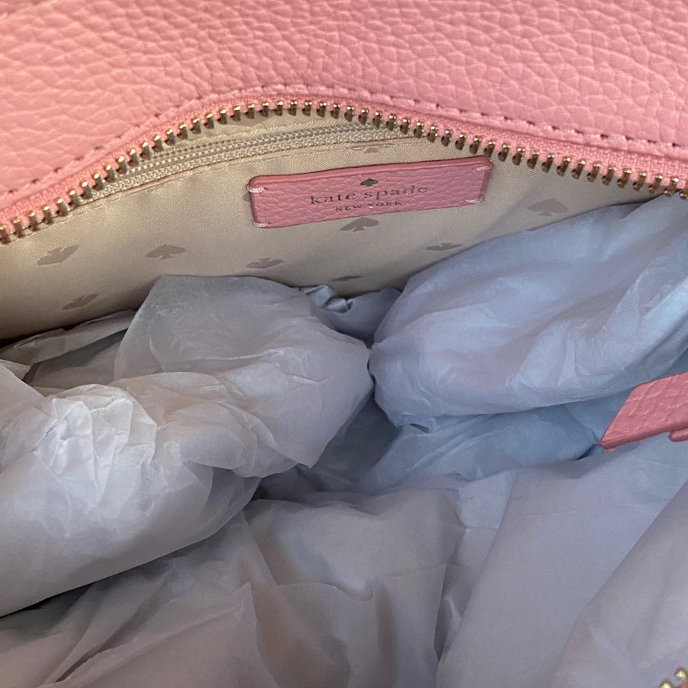 NWT Kate Spade Top zip tweed Satchel&wallet pink - Picture 8 of 12